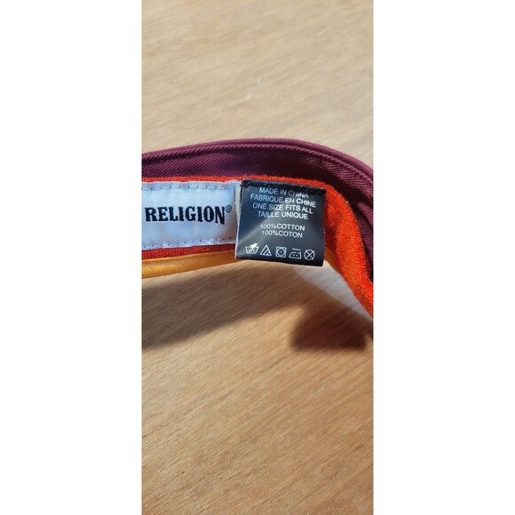True Religion Sun Visor Hat Cap Adjustable Strap Color Red Multicolor - Picture 7 of 10
